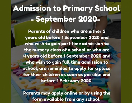 Admission to Primary School - September 2020