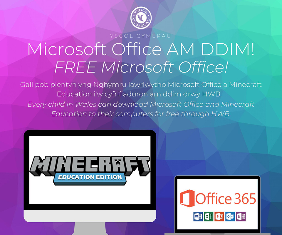 Microsoft Office a Minecraft am ddim