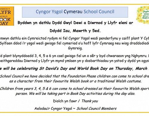 Dydd Gŵyl Dewi a Diwrnod y Llyfr